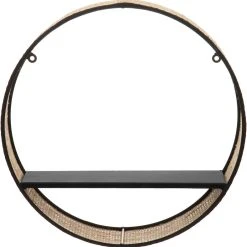 Veke Kerä Pyöreä Rottinkiseinähylly Ø35 Cm Luonnonväri/musta -Veke Myymälä kera seinahylly rottinki 35cm1