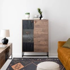 Eureka Kero Korkea Vitriini 93x39x133 Cm Tammi/harmaa -Veke Myymälä kero korkea vitriini 93x39 cm web 28