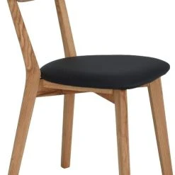 Veke Koto Tuoli öljytty Tammi, Musta PU-keinonahka Istuin