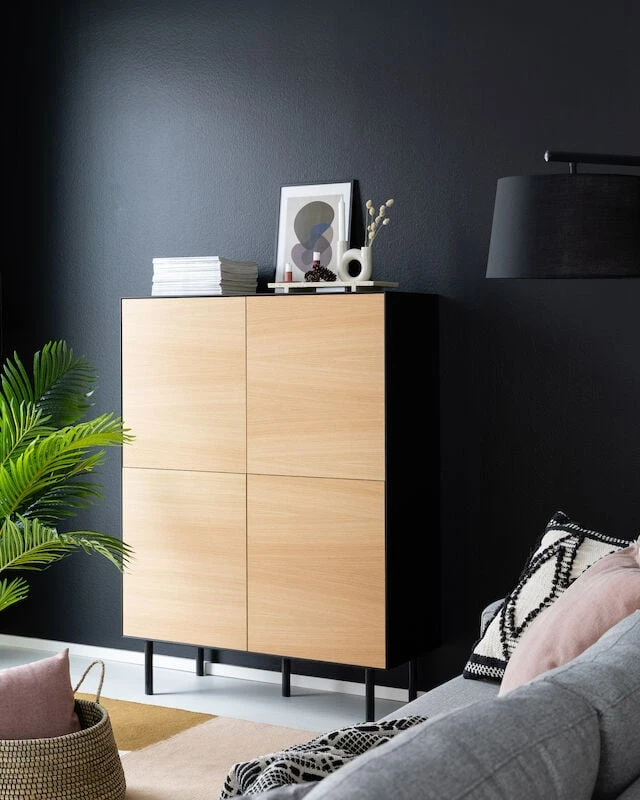 Veke Koto Kaappi 4-ovella Musta/tammi 6 Veke Koto Kaappi 4-ovella Musta/tammi - Image 4