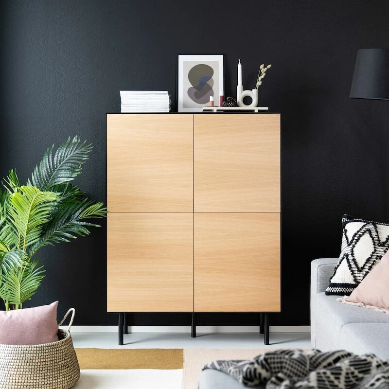 Veke Koto Kaappi 4-ovella Musta/tammi 5 Veke Koto Kaappi 4-ovella Musta/tammi - Image 3