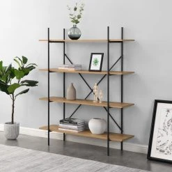 Veke Lankku Avohylly Musta/luonnonväri -Veke Myymälä lankku avohylly miljoo