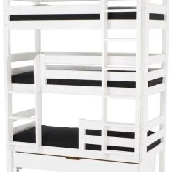 Veke Liisa Pieni 3-kerrossänky 70x155 Cm Valkoinen -Veke Myymälä liisa pieni 3 kerrossanky valkoinen patjoilla peitolla vuodevaatelaatikolla 04