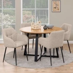 Ei Brändiä Malika Pyöreä Ruokapöytä Ø120 Cm öljytty Tammi/musta -Veke Myymälä malika pyorea ruokapoyta oljytty tammi musta 2