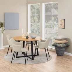 Ei Brändiä Malika Pyöreä Ruokapöytä Ø120 Cm öljytty Tammi/musta -Veke Myymälä malika pyorea ruokapoyta oljytty tammi musta 4