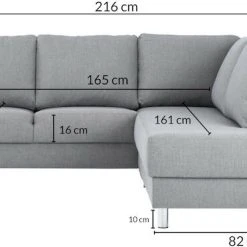 Veke Moda Avokulmasohva Vasen Tummanharmaa Inari 95 7 Veke Moda Avokulmasohva Vasen Tummanharmaa Inari 95 -Veke Myymälä moda avokulmasohva mittakuva