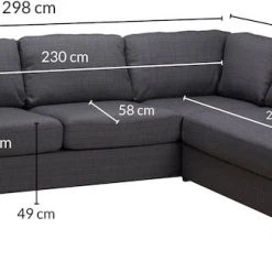 Veke Monte Carlo Avokulmasohva Oikea Tummanharmaa West 519 Kangas