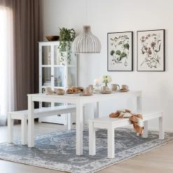 Veke Moona Ruokailuryhmä Penkeillä 6-hengen Valkoinen/harmaa