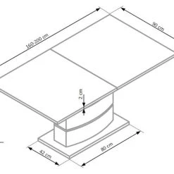 Halmar Nobel Jatkettava Ruokapöytä 160-200x90 Cm Kiiltävä Valkoinen