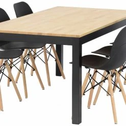 Veke Moona-Rana 6-hengen Ruokailuryhmä, Valkoinen/luonnonväri -Veke Myymälä rana moona ruokailuryhma 6 hengen musta koivu kuva1