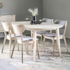 Rowico Filippa-Kato Ovaali 4-hengen Ruokailuryhmä Valkoöljytty Tammi/valkolakatt