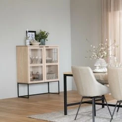 Rowico Everett Vitriini 95x41x125 Cm Valkopesty Tammi -Veke Myymälä rowico everett kaappi lasiovilla 95x41x105cm valkopesty tammi 7