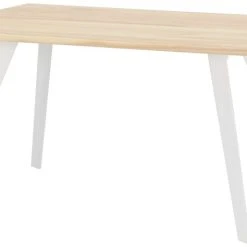 Veke Saarni Ruokapöytä 140x90 Cm Lakattu Saarni, Valkoinen Metallijalka -Veke Myymälä saarni ruokapoyta 140x90 valkoiset jalat 04