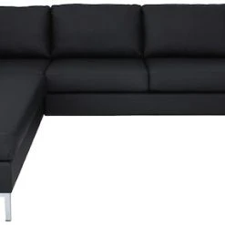 Veke Toronto U-kulmasohva Vasen Musta Madryt Noir 910 PU-keinonahka, L1-metallijalat