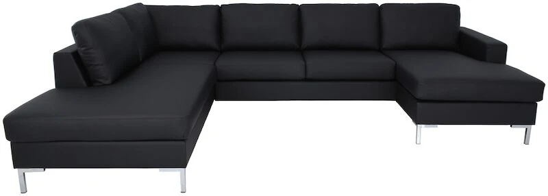 Veke Toronto U-kulmasohva Vasen Musta Madryt Noir 910 PU-keinonahka, L1-metallijalat 3 Veke Toronto U-kulmasohva Vasen Musta Madryt Noir 910 PU-keinonahka, L1-metallijalat