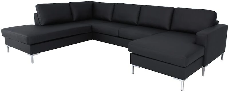 Veke Toronto U-kulmasohva Vasen Musta Madryt Noir 910 PU-keinonahka, L1-metallijalat 5 Veke Toronto U-kulmasohva Vasen Musta Madryt Noir 910 PU-keinonahka, L1-metallijalat - Image 3