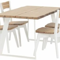 Veke Triangel-Lana 4-hengen Ruokailuryhmä, Antiikkipetsattu/valkoinen -Veke Myymälä triangel lana ruokailuryhma 4 hengen valkoinen antiikkipetsattu 04 1