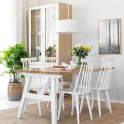 Veke Tuohi-Lotta 4-hengen Ruokailuryhmä Valkoinen/lakattu Tammi 13 Veke Tuohi-Lotta 4-hengen Ruokailuryhmä Valkoinen/lakattu Tammi -Veke Myymälä tuohi lankkupoyta 150x95 valkoinen tammi lotta pinnatuoli valkoinen web
