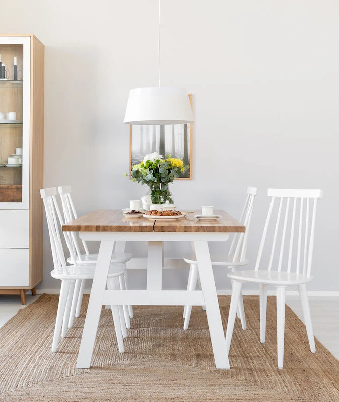 Veke Tuohi-Lotta 4-hengen Ruokailuryhmä Valkoinen/lakattu Tammi 6 Veke Tuohi-Lotta 4-hengen Ruokailuryhmä Valkoinen/lakattu Tammi - Image 4