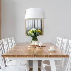 Veke Tuohi-Lotta 8-hengen Ruokailuryhmä Valkoinen/lakattu Tammi -Veke Myymälä tuohi lankkupoyta 240x95 tammi valkoinen lotta pinnatuoli valkoinen 4 web