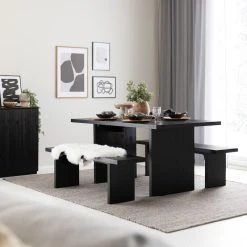 Veke Tyvi Penkki 135x35 Cm Puuvalmis -Veke Myymälä tyvi 4 hengen ruokailuryhma hiili web 25