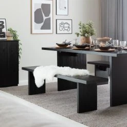 Veke Tyvi Penkki 175x35 Cm Puuvalmis -Veke Myymälä tyvi 6 hengen ruokailuryhma hiili web 24