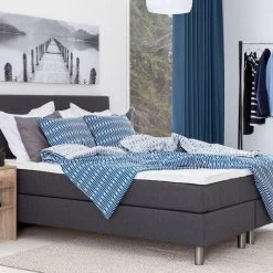 Unia 100 Jenkkisänkypaketti 160x200 Cm Tummanharmaa, 5 Cm Prof Vm, Metallijalat -Veke Myymälä unia 100 jenkkisanky 160x200cm viistosta