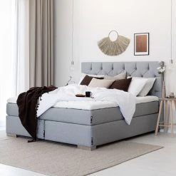 Unia Kulta Jenkkisänkypaketti 160x200 L HR35, Kulma Jaloilla, V.harmaa Fame 170 10 Unia Kulta Jenkkisänkypaketti 160x200 L HR35, Kulma Jaloilla, V.harmaa Fame 170 -Veke Myymälä unia kulta jenkkisankypaketti 180 vaaleanharmaa kulmajaloilla web 9