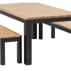 Veke Vuono-Moona 6-hengen Ruokailuryhmä Penkeillä Musta/koivu -Veke Myymälä vuono moona ruokailuryhma penkeilla 6 hengen musta koivu kuva1